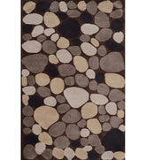 Pebble pattern hand-tufted wool rug in beige, brown, and grey tones